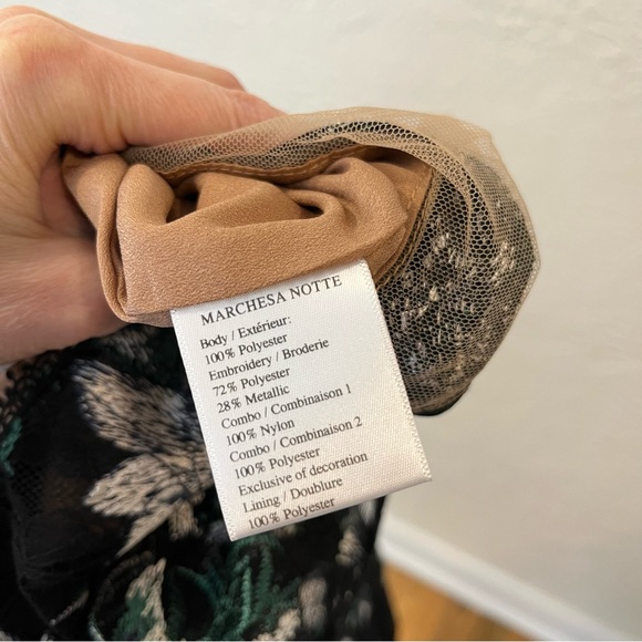 Marchesa Notte Black Floral Lace Embroidered Midi Dress 8 - Picture 13 of 13